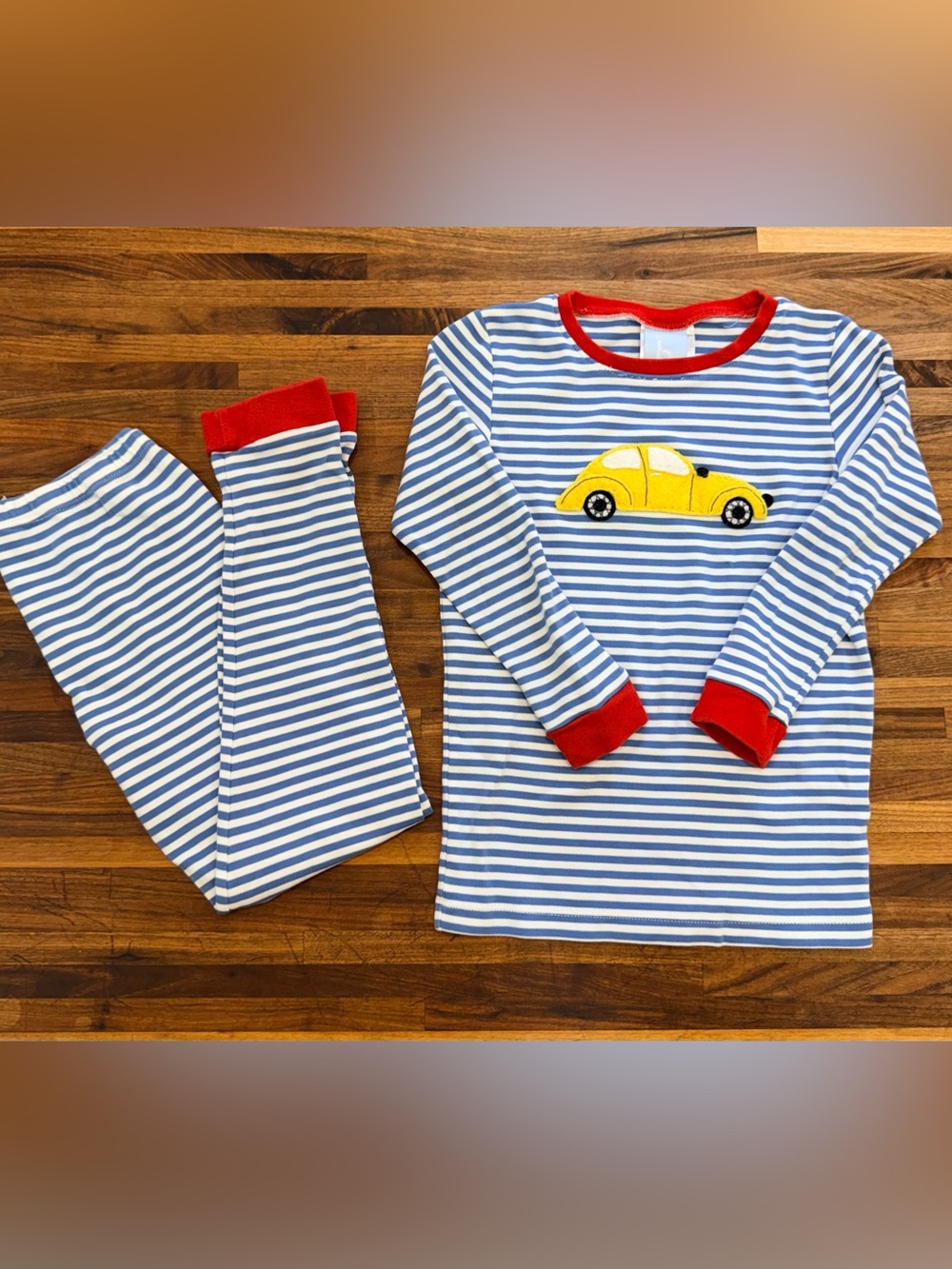 Bella Bliss Navy/Red Striped Car Pajamas - Size 8